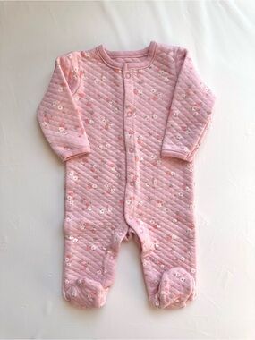 Chickpea Pink Floral Quilted Baby One-Piece Footed Romper